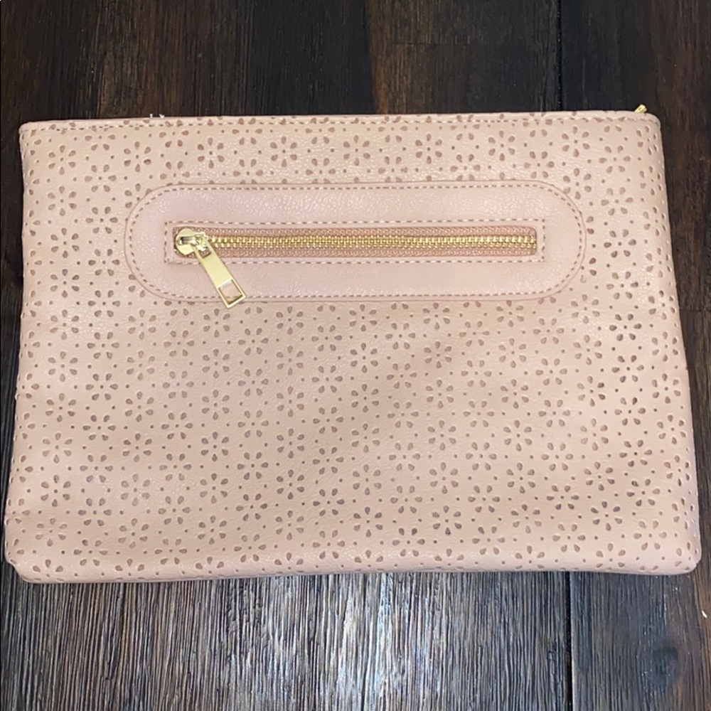 ASOS nude clutch with gold hardware